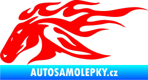 Samolepka Kůň 022 levá hlava s plameny Fluorescentní červená