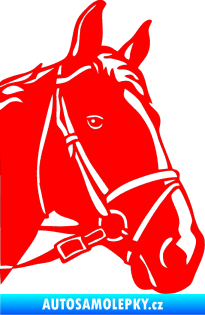 Samolepka Kůň 028 pravá hlava s uzdou Fluorescentní červená