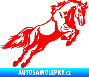 Samolepka Kůň 050 pravá ve skoku Fluorescentní červená