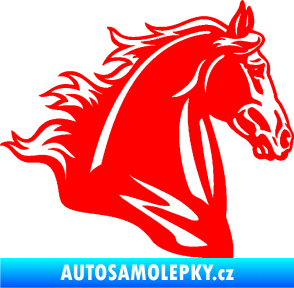 Samolepka Kůň 058 pravá hlava s hřívou Fluorescentní červená