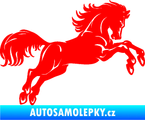 Samolepka Kůň 062 pravá ve skoku Fluorescentní červená