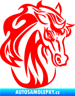 Samolepka Kůň 069 pravá hlava s hřívou Fluorescentní červená