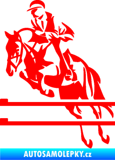 Samolepka Kůň 083 levá skok přes překážku Fluorescentní červená