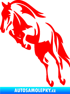 Samolepka Kůň 099 levá ve skoku na zadních Fluorescentní červená