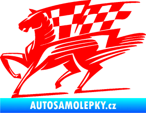 Samolepka Kůň racing 001 levá se šachovnicí Fluorescentní červená