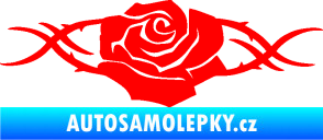 Samolepka Květina dekor 020 levá růže s trny Fluorescentní červená