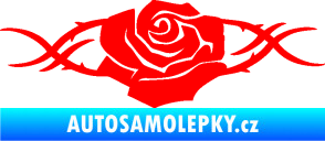 Samolepka Květina dekor 020 pravá růže s trny Fluorescentní červená