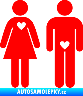 Samolepka Láska muže a ženy pravá Fluorescentní červená