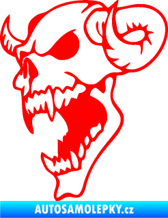 Samolepka Lebka 007 levá ďábel Fluorescentní červená