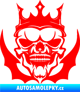Samolepka Lebka 024 s korunou Fluorescentní červená
