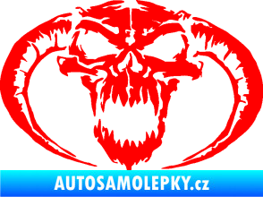 Samolepka Lebka 027 pravá se zahnutými rohy Fluorescentní červená