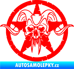 Samolepka Lebka 039 levá army hvězda Fluorescentní červená