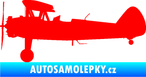 Samolepka Letadlo 020 levá Boeing Stearman model 75 biplane Fluorescentní červená
