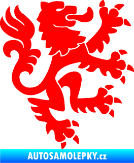 Samolepka Lev heraldika 001 pravá Český lev Fluorescentní červená