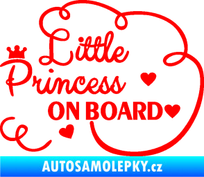 Samolepka Little princess on board nápis Fluorescentní červená