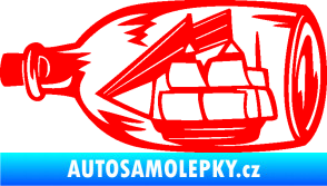 Samolepka Loď v láhvi 001 levá Fluorescentní červená