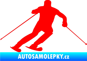 Samolepka Lyžař 021 pravá Fluorescentní červená