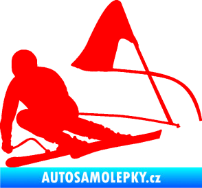 Samolepka Lyžař 025 levá Fluorescentní červená
