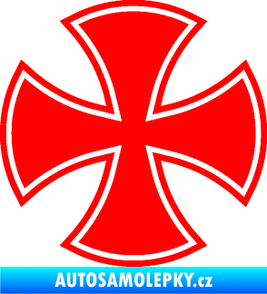 Samolepka Maltézský kříž 003 Fluorescentní červená