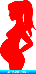 Samolepka Maminka v autě 002 levá silueta těhulka Fluorescentní červená