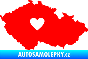 Samolepka Mapa České republiky 002 srdce Fluorescentní červená