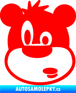 Samolepka Medvěd 003 levá kreslená hlava Fluorescentní červená