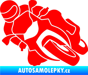 Samolepka Motorka 001 levá silniční motorky Fluorescentní červená