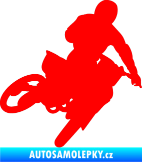 Samolepka Motorka 025 pravá motokros Fluorescentní červená