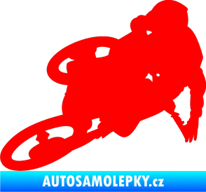 Samolepka Motorka 026 levá motokros freestyle Fluorescentní červená