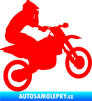 Samolepka Motorka 027 pravá motokros Fluorescentní červená