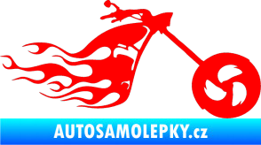 Samolepka Motorka 042 pravá plameny Fluorescentní červená