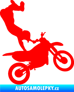 Samolepka Motorka 047 pravá motokros freestyle Fluorescentní červená