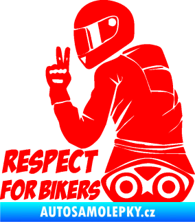 Samolepka Motorkář 003 levá respect for bikers nápis Fluorescentní červená