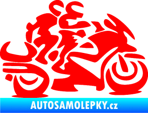 Samolepka Motorkář 009 pravá se spolujezdcem Fluorescentní červená