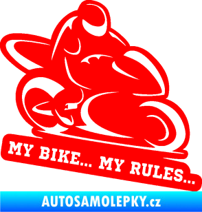 Samolepka Motorkář 012 pravá s textem Fluorescentní červená