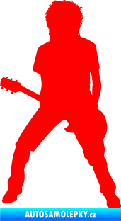 Samolepka Music 010 levá rocker s kytarou Fluorescentní červená