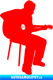 Samolepka Music 012 pravá  kytarista Fluorescentní červená