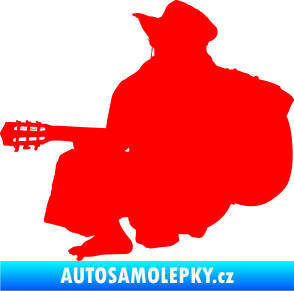 Samolepka Music 014 levá hráč na kytaru Fluorescentní červená