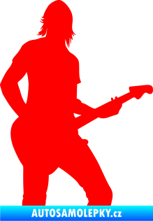 Samolepka Music 019 pravá hráč na kytaru Fluorescentní červená