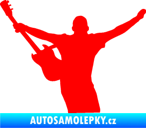 Samolepka Music 024 levá kytarista rocker Fluorescentní červená