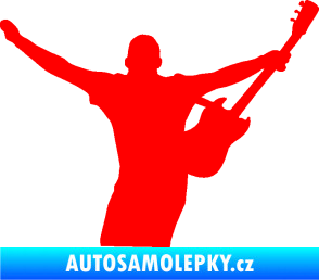 Samolepka Music 024 pravá kytarista rocker Fluorescentní červená