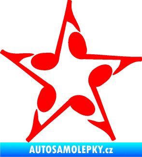 Samolepka Music hvězda z not Fluorescentní červená