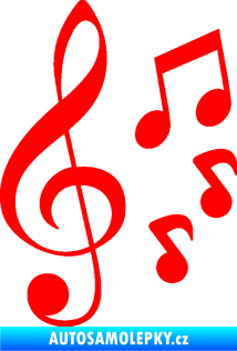 Samolepka Music noty a houslový klíč 002 Fluorescentní červená