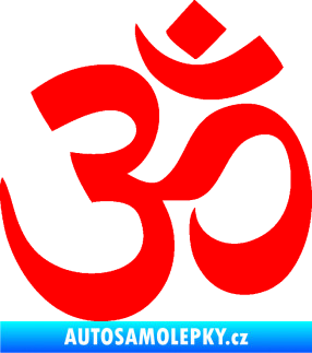 Samolepka Náboženský symbol Hinduismus Óm 001 Fluorescentní červená