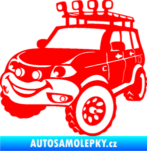 Samolepka Off Road 005 levá veselé autíčko Fluorescentní červená