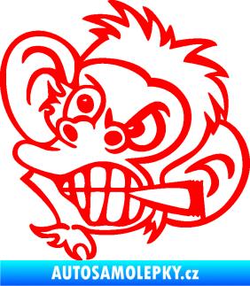 Samolepka Opičák 001 levá s cigaretou Fluorescentní červená