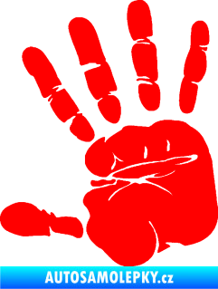 Samolepka Otisk ruky levá Fluorescentní červená