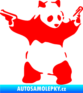 Samolepka Panda 007 pravá gangster Fluorescentní červená