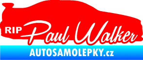 Samolepka Paul Walker 005 RIP Fluorescentní červená