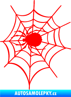 Samolepka Pavouk 016 levá s pavučinou Fluorescentní červená
